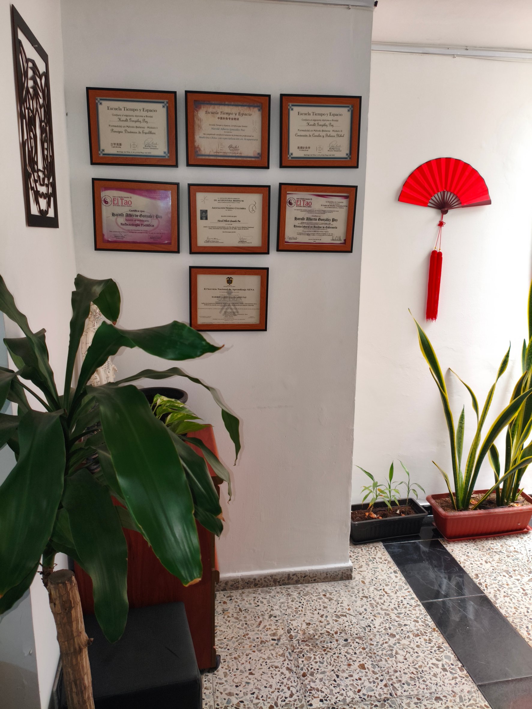 Muro con los certificados de formación del instructor de XIHU
